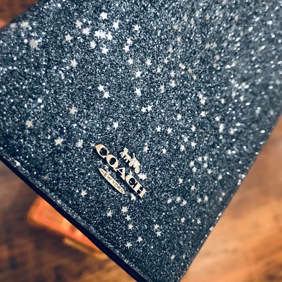 coach passport holder glitter